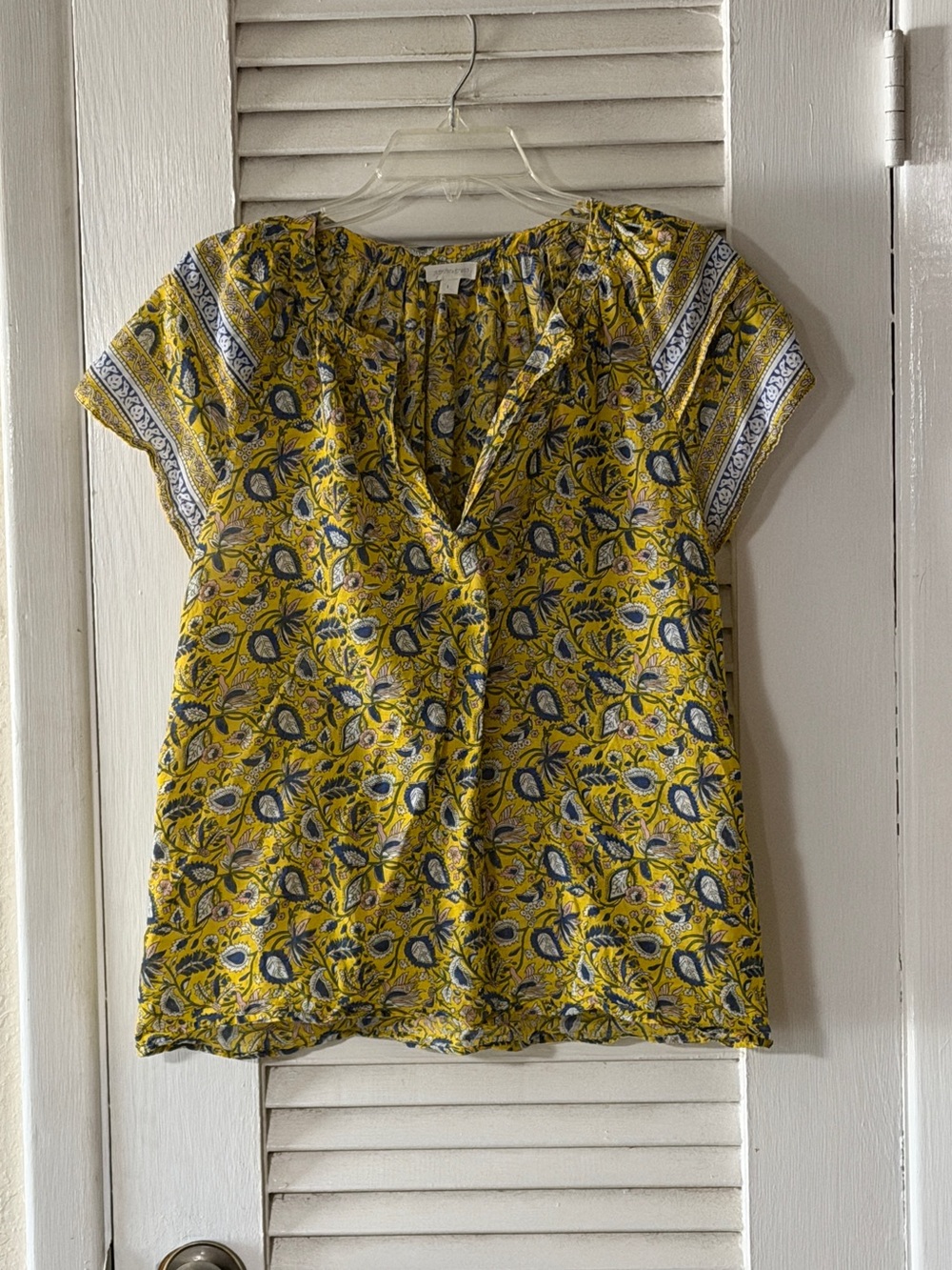 Jennifer & Grace Boho Yellow Floral Paisley Top - Picture 3 of 7